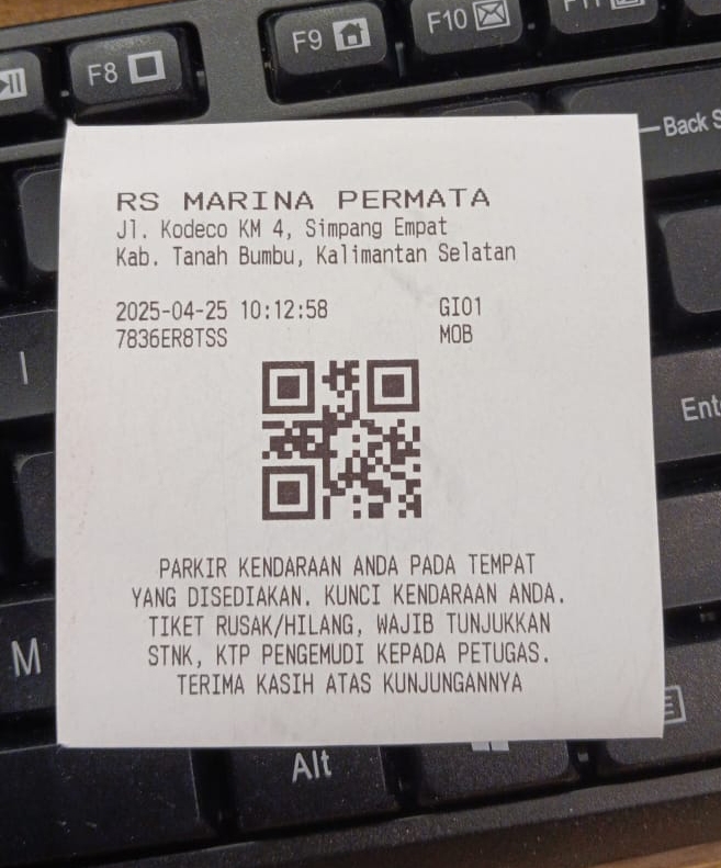 Software Sistem Parkir Manless di RS Marina Permata Kalimantan Selatan